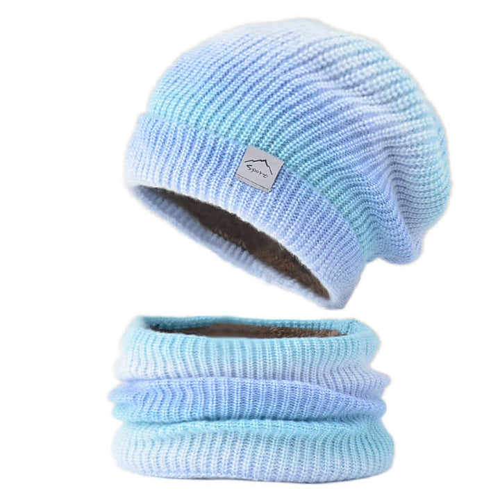 Conjunto de 2 bufandas elásticas con lazo para sombrero y color degradado