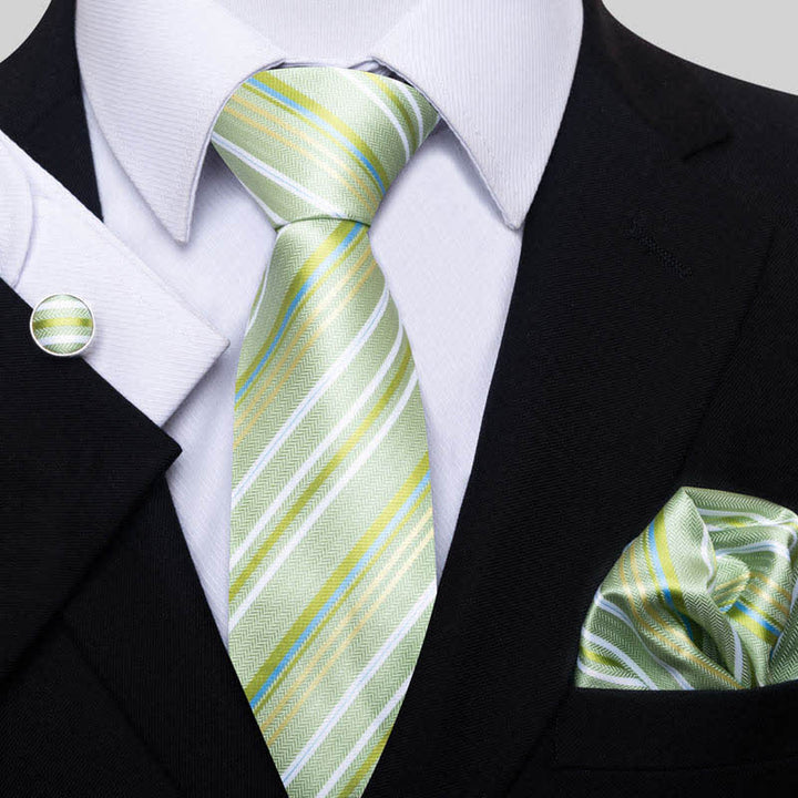 Conjunto de 3 corbatas de rayas verde lima para hombre