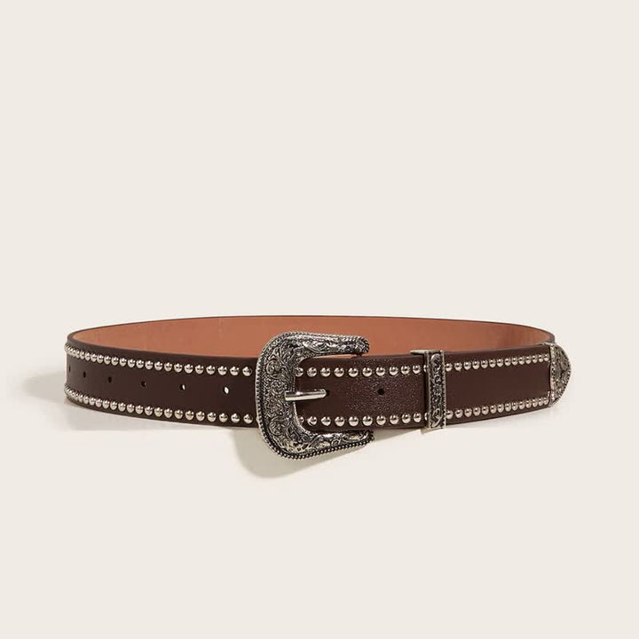 Cinturón de cuero estilo punk con remaches impresionantes para mujer