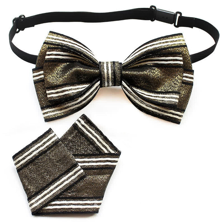 Conjunto de 2 pajaritas plisadas a rayas para hombre