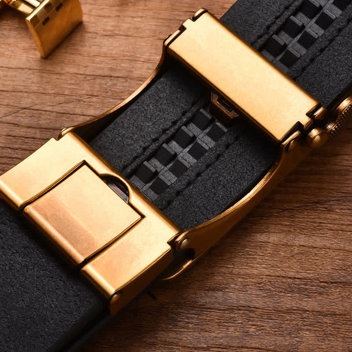Cinturón formal automático de piel de cocodrilo con diseño dominante para hombre