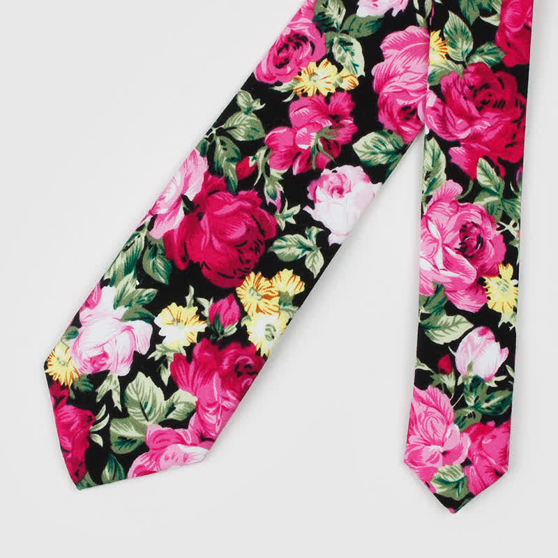 Corbata de algodón con estampado floral para hombre