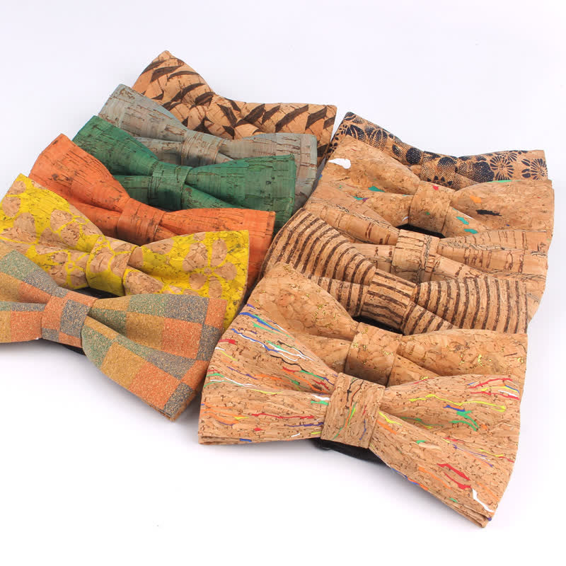 Pajarita multicolor con estampado geométrico de vetas de madera para hombre