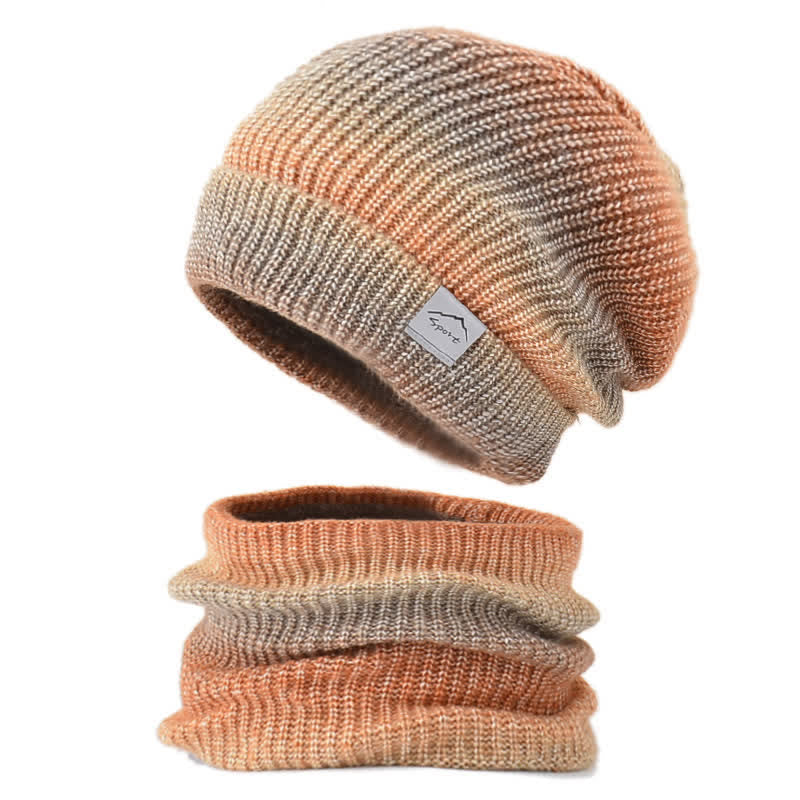Conjunto de 2 bufandas elásticas con lazo para sombrero y color degradado