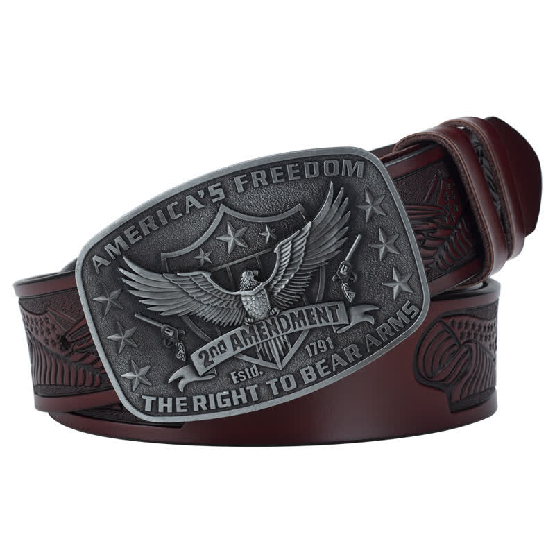 Cinturón de cuero retro con águila americana y libertad para hombre