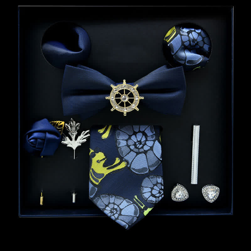 Caja de regalo con 8 pijamas informales con diseño floral azul y amarillo