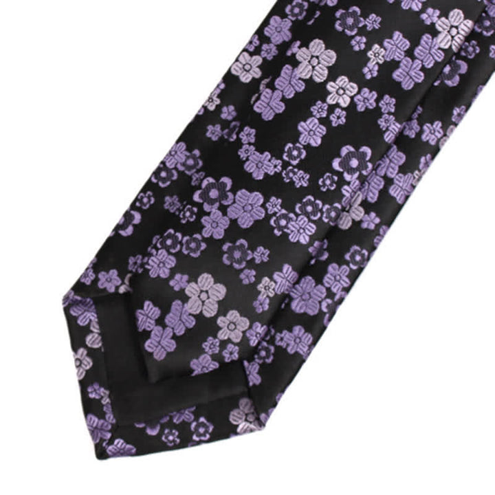 Corbata ajustada con flor pequeña morada para hombre