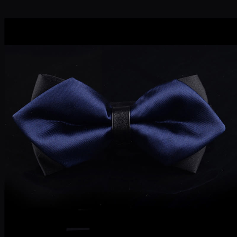 Pajarita puntiaguda de doble capa azul marino para hombre