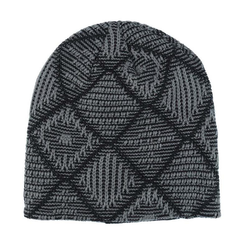 Gorro de punto elástico con estampado de cuadros para esquiar.