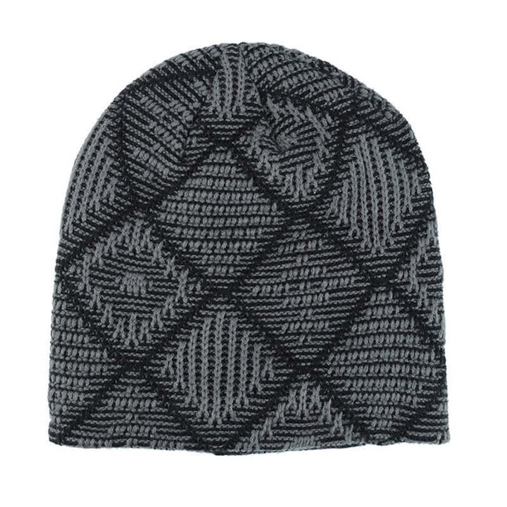 Gorro de punto elástico con estampado de cuadros para esquiar.