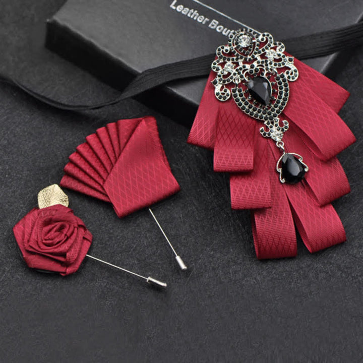 Conjunto de 3 pajaritas con diamantes de imitación negros a cuadros