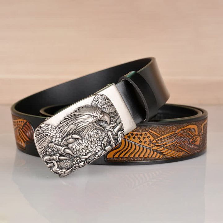 Cinturón de cuero con hebilla automática Mighty Eagle Sharp Claw para hombre