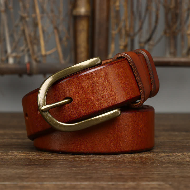 Cinturón casual de cuero liso y brillante para hombre