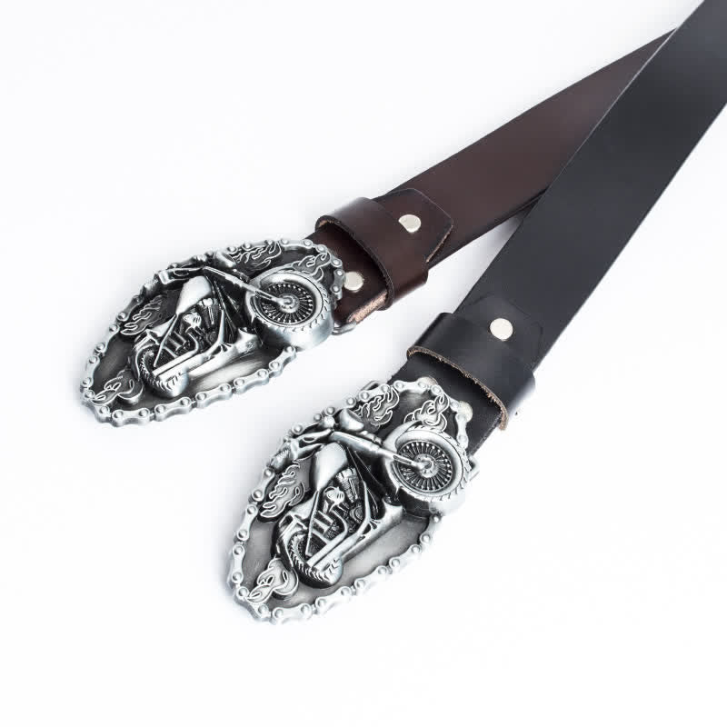 Cinturón de cuero para motocicleta con locomotora punk para hombre