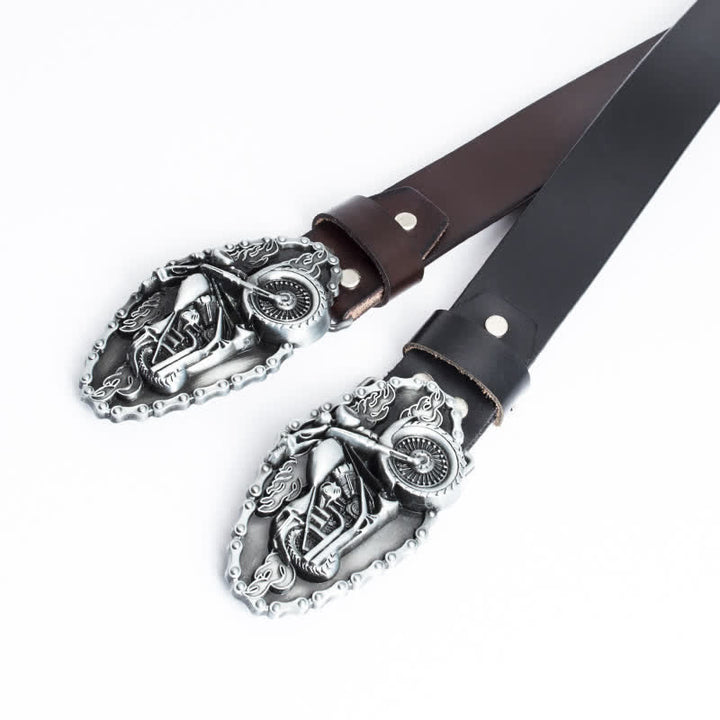 Cinturón de cuero para motocicleta con locomotora punk para hombre