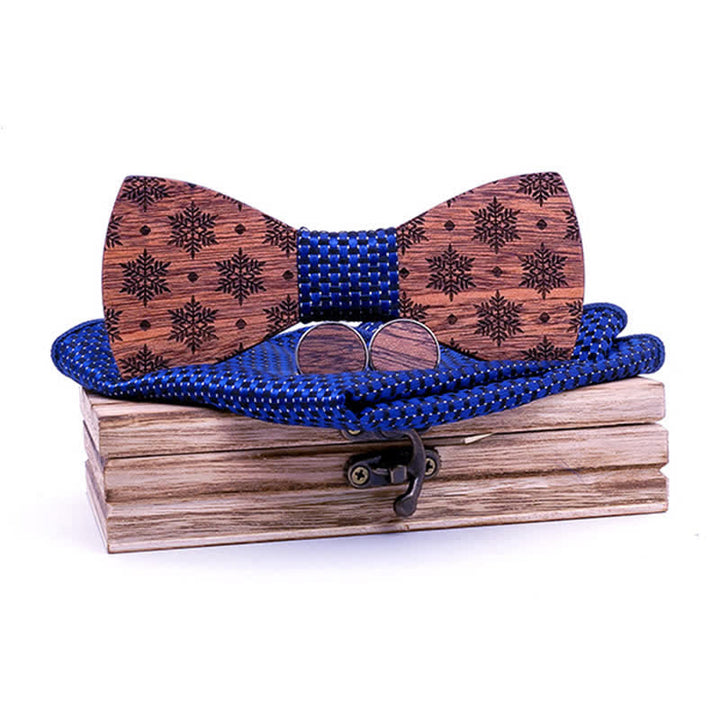 Juego de 3 pajaritas navideñas de madera con diseño de copos de nieve para hombre