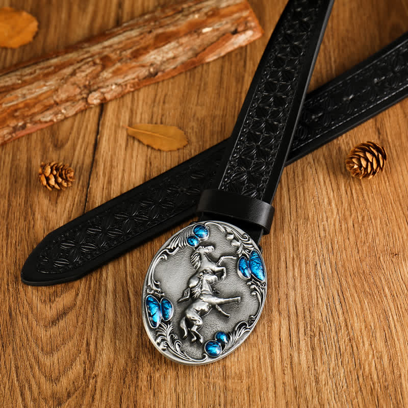 Cinturón de piel sintética con piedras preciosas de Double Horses para hombre