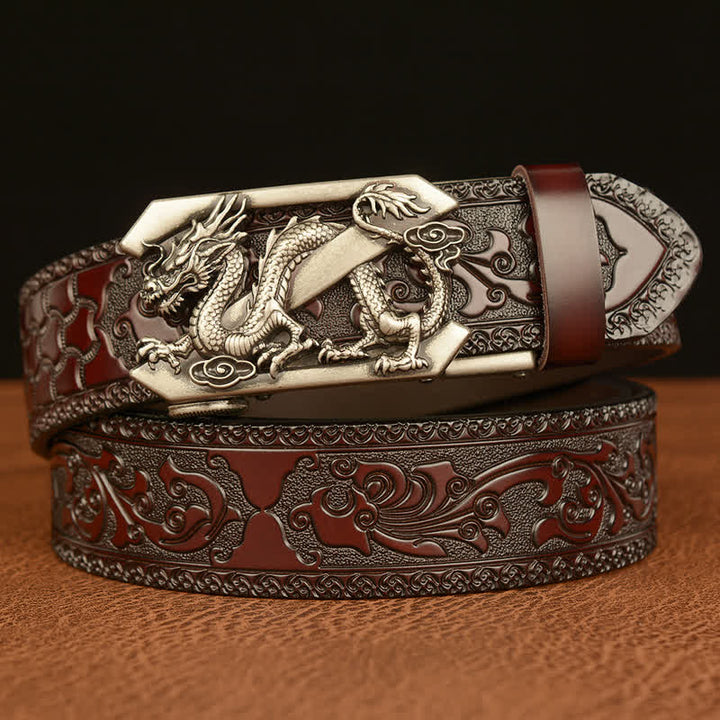 Cinturón de cuero con la letra Z del dragón retro en relieve para hombre