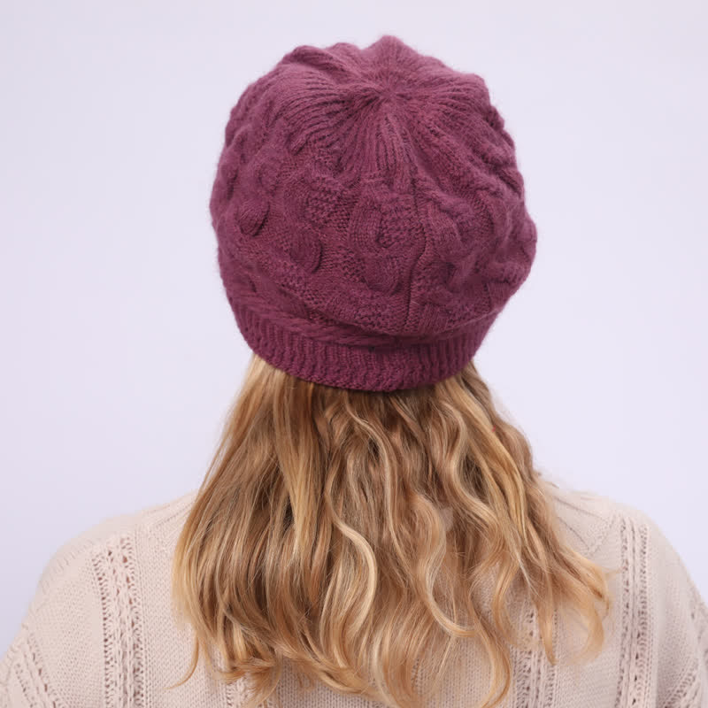 Gorro holgado con visera y forro mullido para mujer