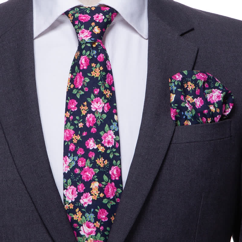 Conjunto de 2 corbatas con estampado floral de margaritas y rosas para hombre