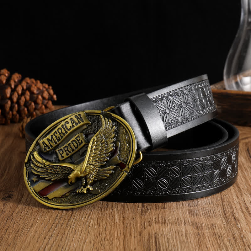 Cinturón de cuero con águila calva American Pride para hombre