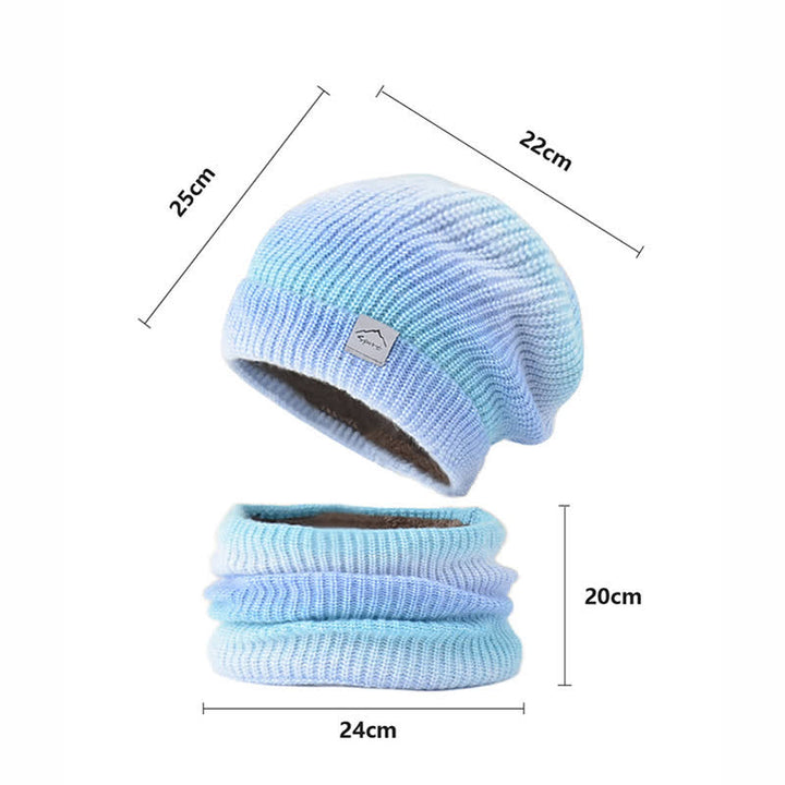 Conjunto de 2 bufandas elásticas con lazo para sombrero y color degradado