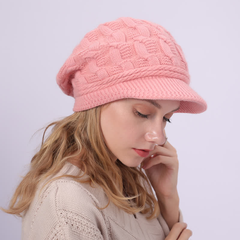 Gorro holgado con visera y forro mullido para mujer