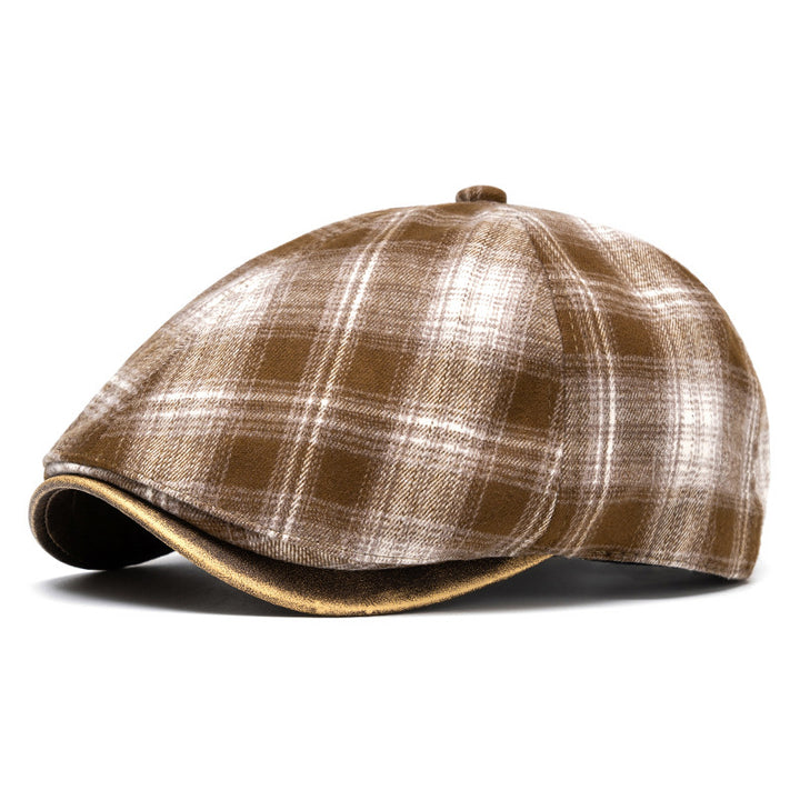 Boina a cuadros versátil, retro y artística para otoño e invierno - Caqui - Ajustable (22 1/2"-24") - image 10