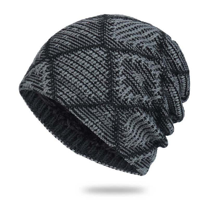 Gorro de punto elástico con estampado de cuadros para esquiar.