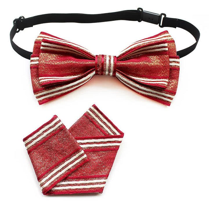 Conjunto de 2 pajaritas plisadas a rayas para hombre