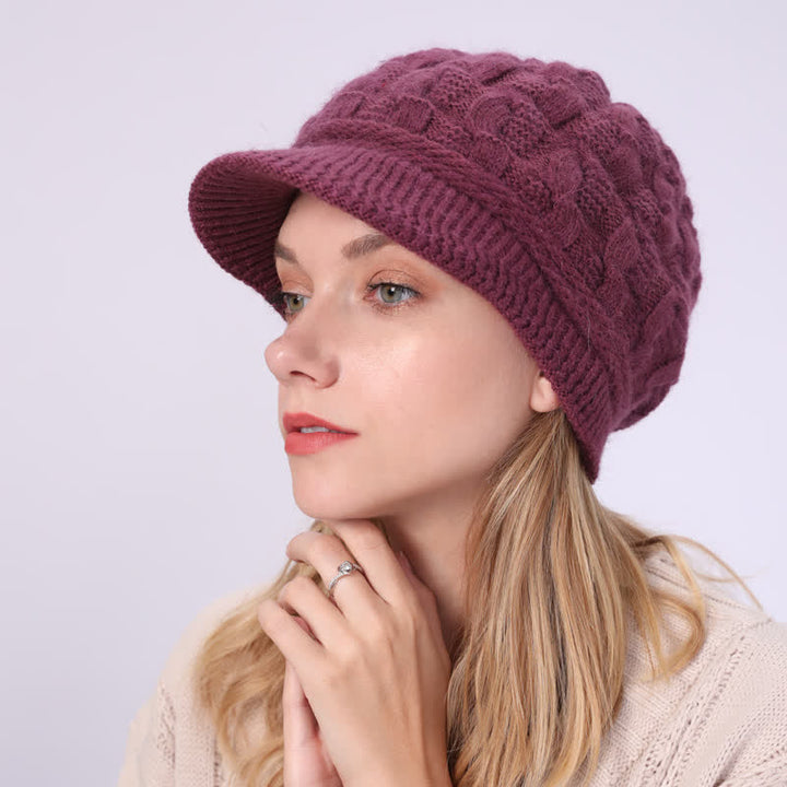 Gorro holgado con visera y forro mullido para mujer