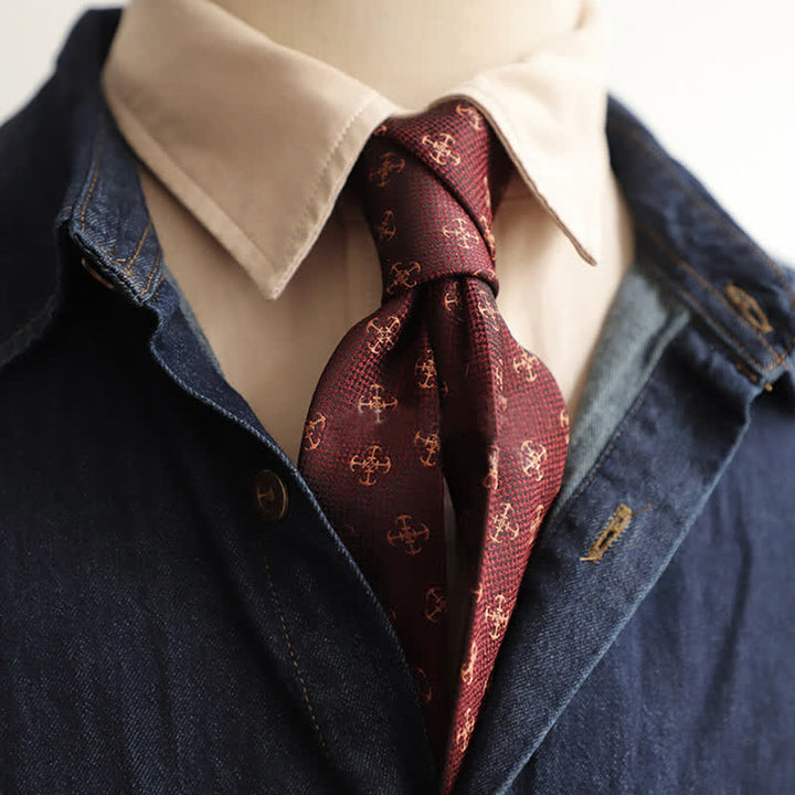 Corbata de hombre con ancla y timón de barco de navegación