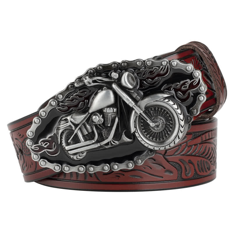 Cinturón de cuero estilo punk rock para motociclista para hombre