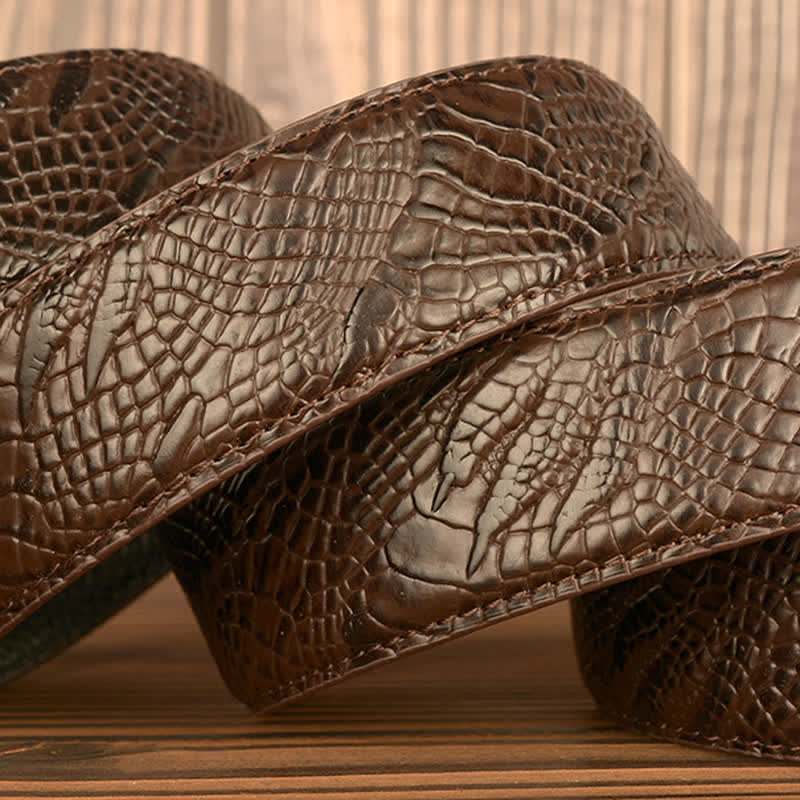 Cinturón de piel con estampado de cocodrilo y buey gigante para hombre