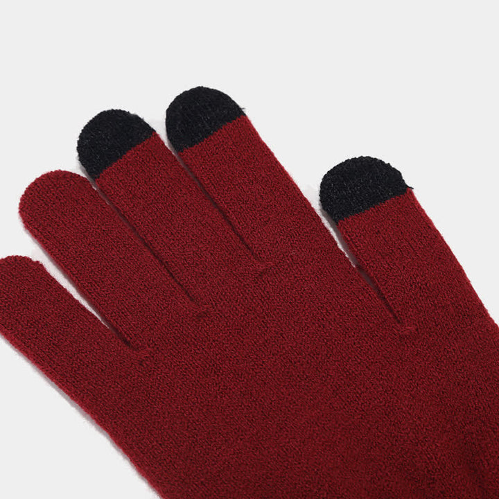 Conjunto de 3 guantes y bufanda unisex de sarga de color sólido