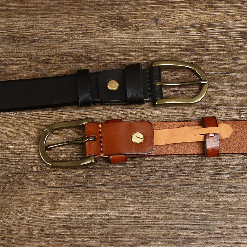 Cinturón casual de cuero liso y brillante para hombre
