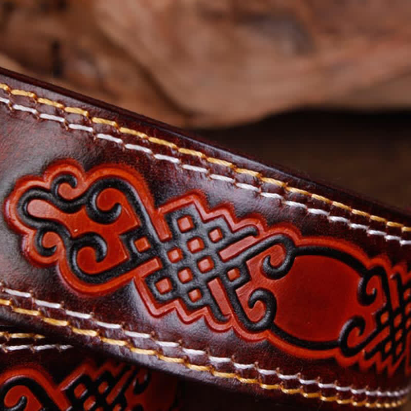 Cinturón unisex de piel de ágata de jade y turquesa rosa tallada