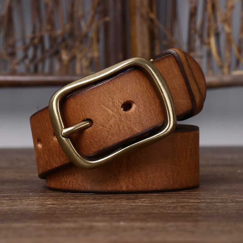 Cinturón de piel de vaca pura gruesa vintage para hombre