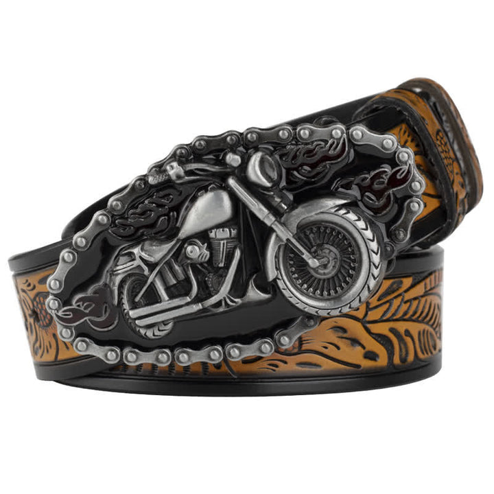 Cinturón de cuero estilo punk rock para motociclista para hombre