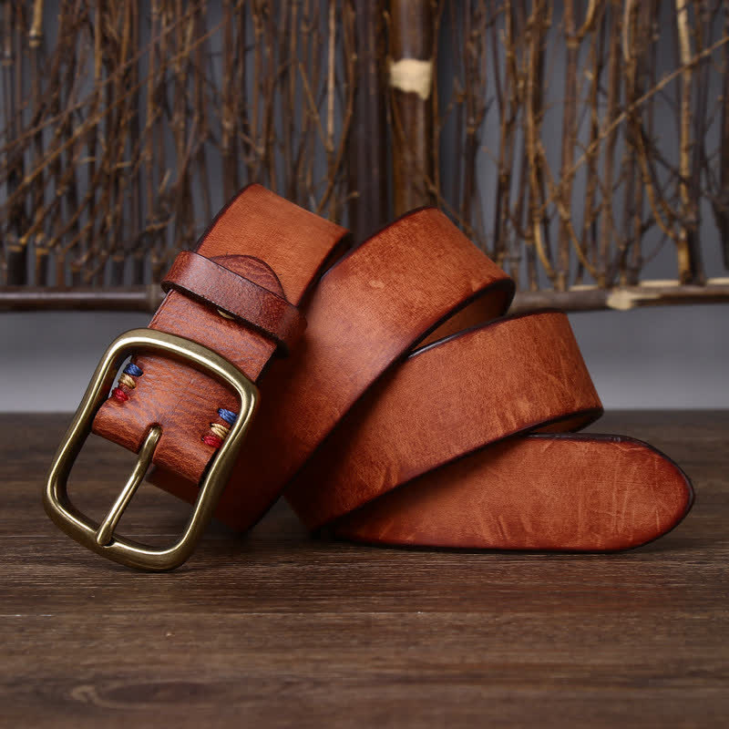 Cinturón de piel de vaca pura gruesa vintage para hombre