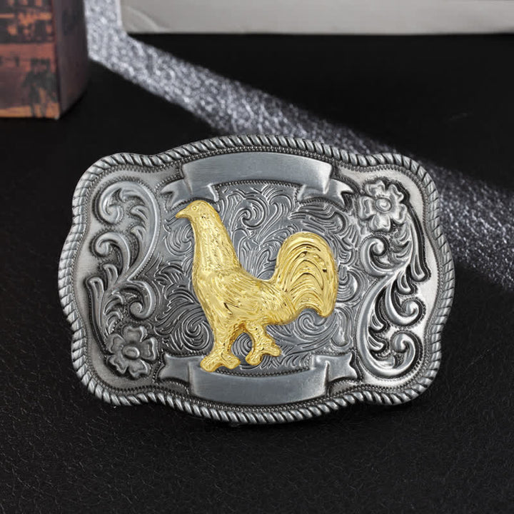 Cinturón de cuero con hebilla de animal tallado en oro para hombre hecho a mano