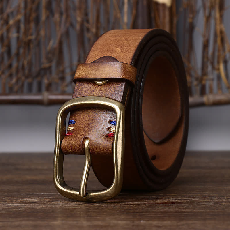 Cinturón de piel de vaca pura gruesa vintage para hombre
