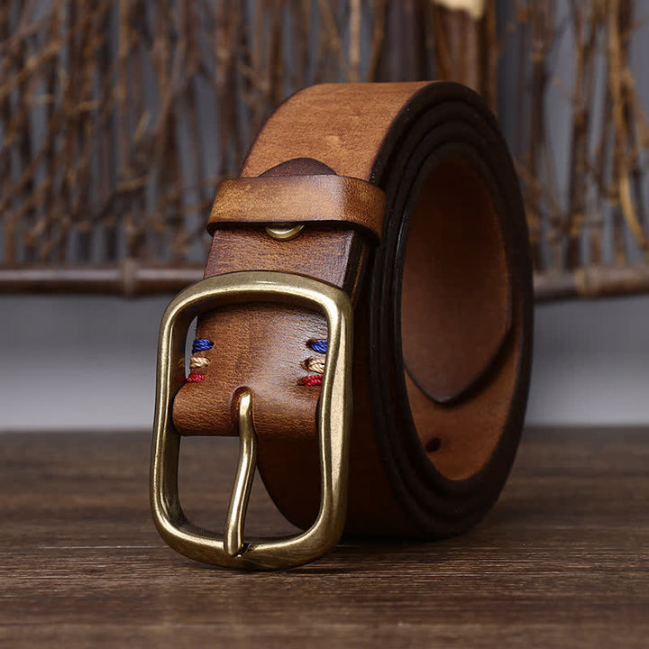 Cinturón de piel de vaca pura gruesa vintage para hombre