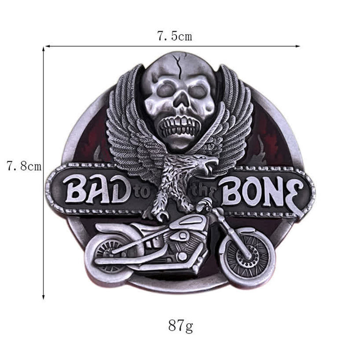 Cinturón de cuero con hebilla de calavera de águila para hombre, hecho a mano, estilo motero, Bad To The Bone