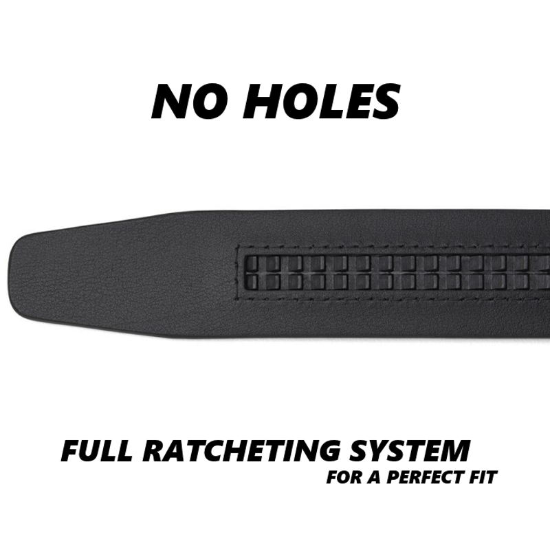 Cinturón de cuero con hebilla automática hueca sofisticado para hombre