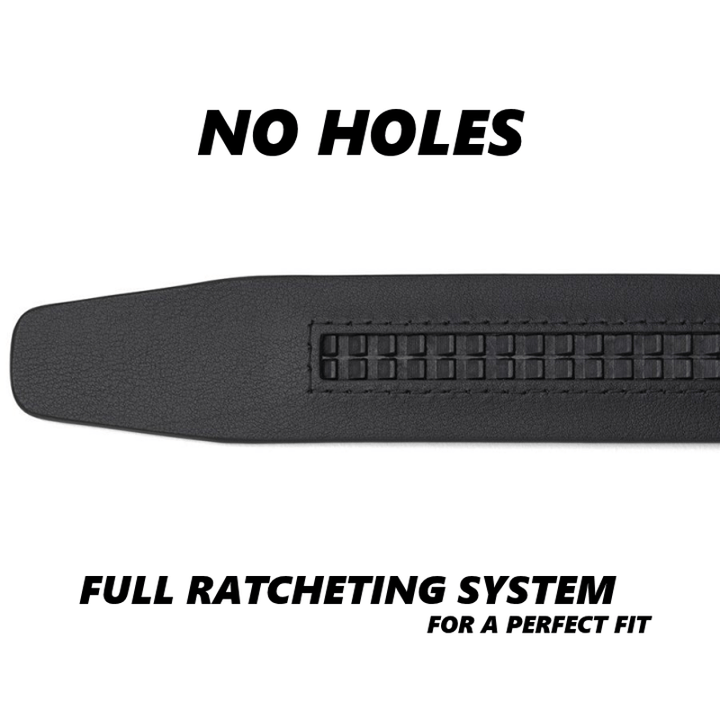 Cinturón de cuero con hebilla automática hueca sofisticado para hombre
