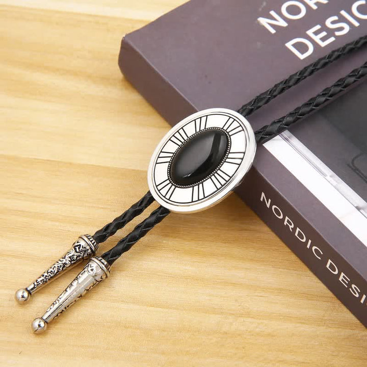 Corbata Bolo con medallón de piedra de ágata natural ovalada