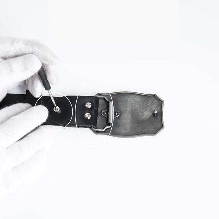 Cinturón de cuero para motocicleta con locomotora punk para hombre