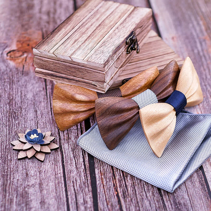Juego de 3 pajaritas de madera con pliegues tallados a mano para hombre