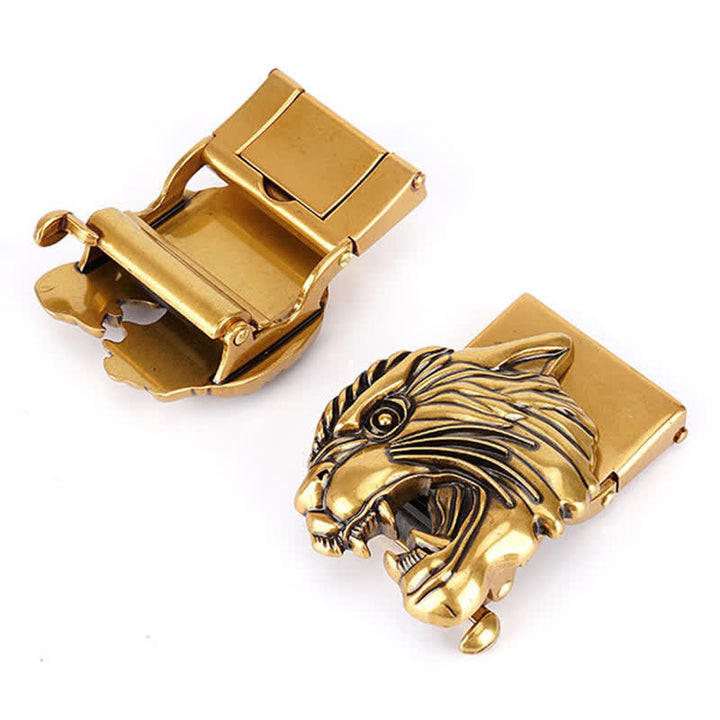 Cinturón de nailon con cabeza de tigre rugiente para hombre